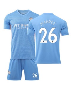 Premier League 2021 Manchester City Home Football Suit,No.26 Mahrez