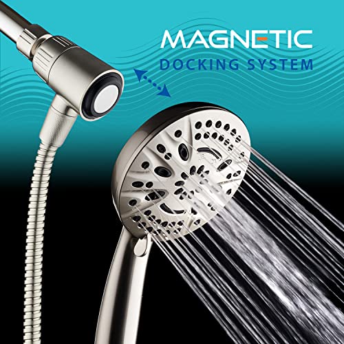 AquaDance New Magnetic Guidance Docking System HighPressure 8setting Handheld Shower Head with Giant 5 inch Face Magnetic Bracket Extralong 72 inch Stainless Steel HoseAll Nickel Finish - Image 3