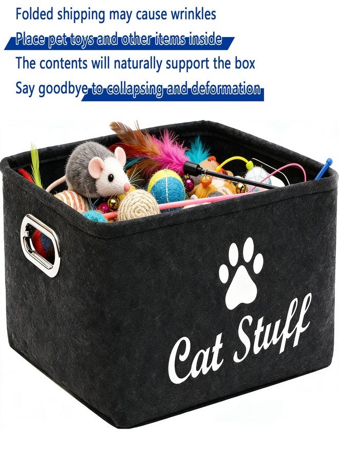 wpetle Cat Toy Bin Box Basket Storage container，Pet Toy Basket Bin Box For Cat Toys，Cat Toy Baskets With Metal Handles - Image 4