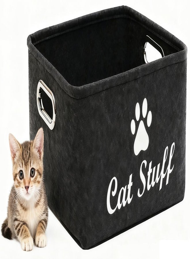 wpetle Cat Toy Bin Box Basket Storage container，Pet Toy Basket Bin Box For Cat Toys，Cat Toy Baskets With Metal Handles - Image 1