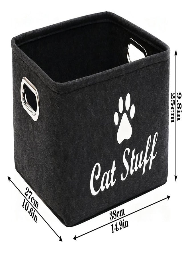 wpetle Cat Toy Bin Box Basket Storage container，Pet Toy Basket Bin Box For Cat Toys，Cat Toy Baskets With Metal Handles - Image 3