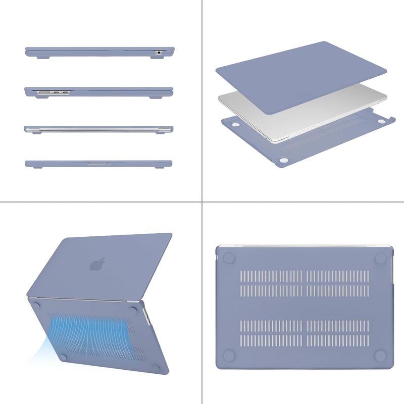 موسيسو حافظة MOSISO متوافقة مع MacBook Air مقاس 15 بوصة M5 2026 M4 2025 M3 2024 M2 2023 A3448 A3241 A3114 A2941 شاشة Liquid Retina مع Touch ID، غطاء حماية بلاستيكي صلب، رمادي لافندر - Image 5