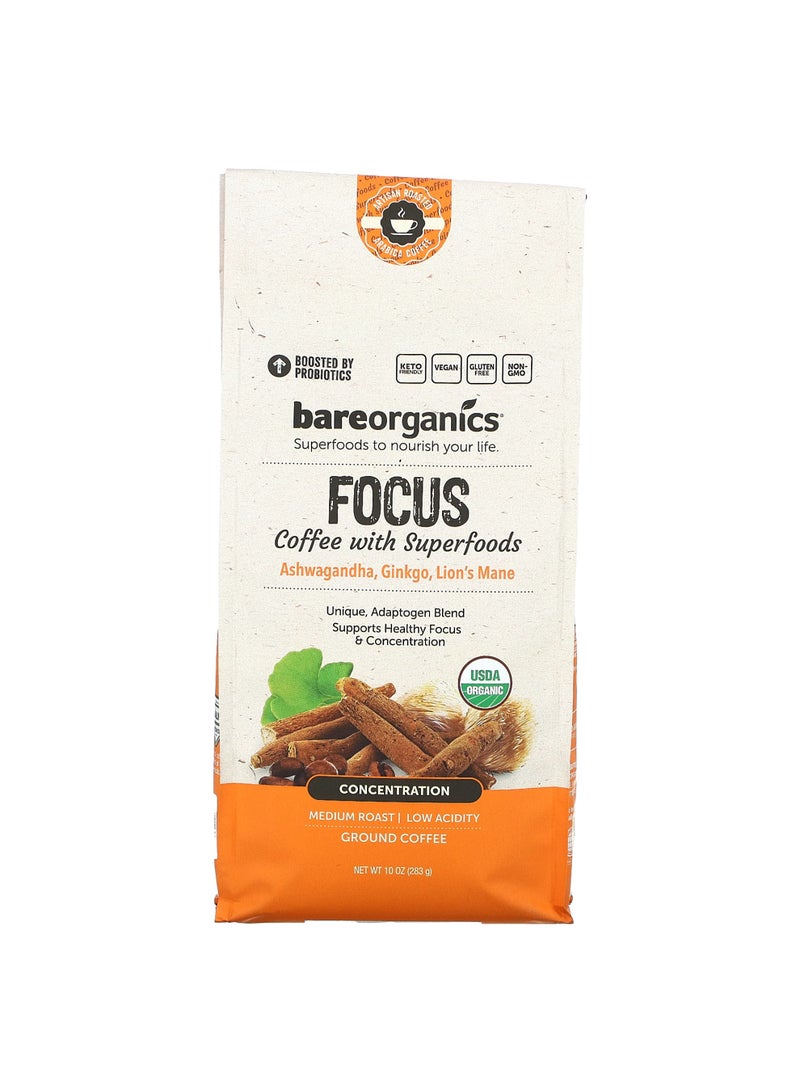 Focus Coffee With Superfoods, Ground, Medium Roast, 10 oz (283 g)
