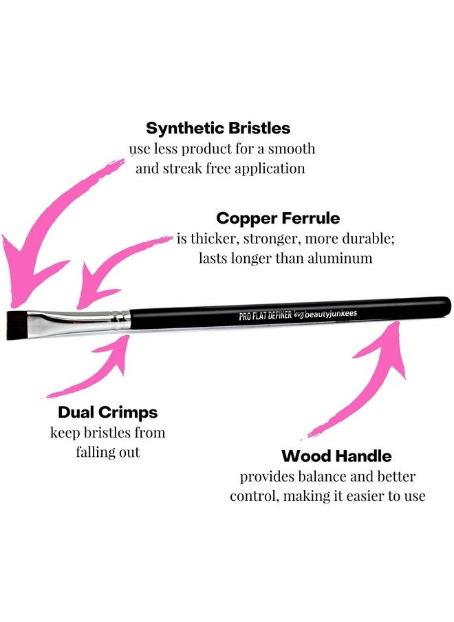 Beauty Junkees Thin Eyeliner Brushsmall Flat Eyeliner Brushflat Makeup Brush Eyeshadow Lash Linersmudge Brushconcealer Brush For Eyebrowsfirm Synthetic Eye Liner Brush For Shapingblendingcontouring  - Image 3