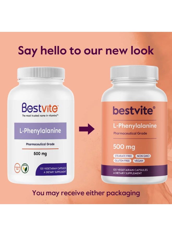 BESTVITE L-Phenylalanine 500mg (120 Vegetarian Capsules) - No Stearates - Vegan - Gluten Free - Non GMO  - Image 3