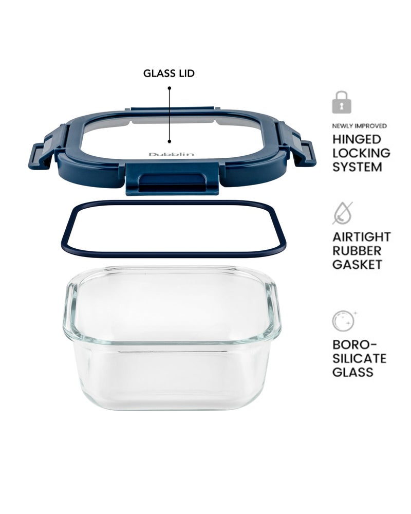 DUBBLIN Keep In Glass Borosilicate Glass Container 800ml - Square, Clear | Oven, Freezer & Microwave Safe Storage Solution (1 Piece) - Image 3