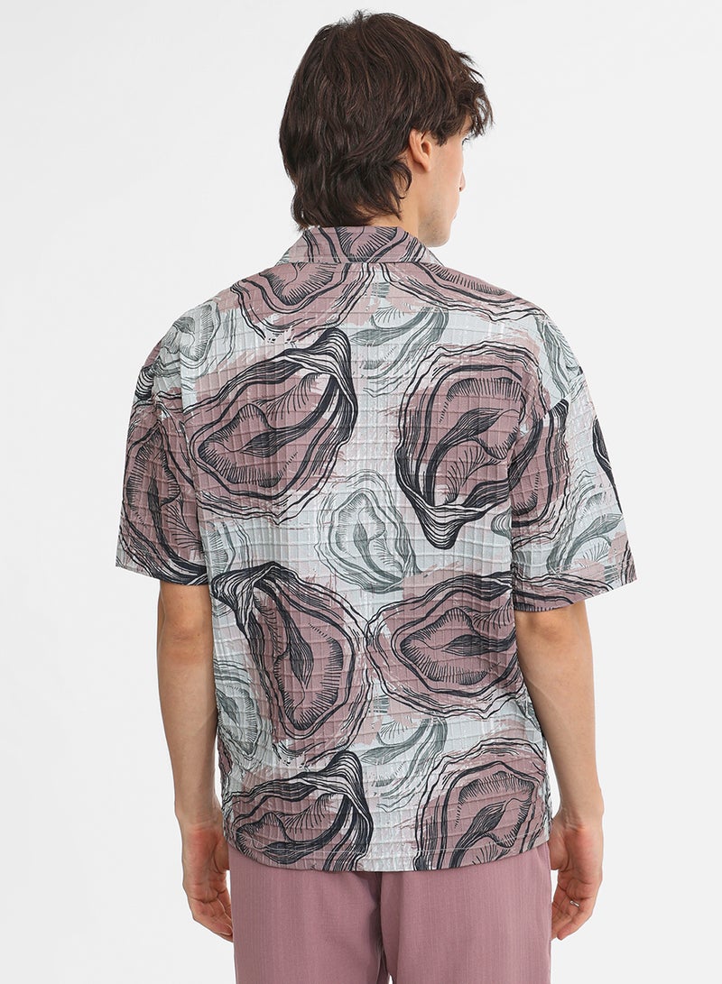 Campus Sutra Men's Sea Green & Nude Pink Oceanic Oversized Shirt - Image 5