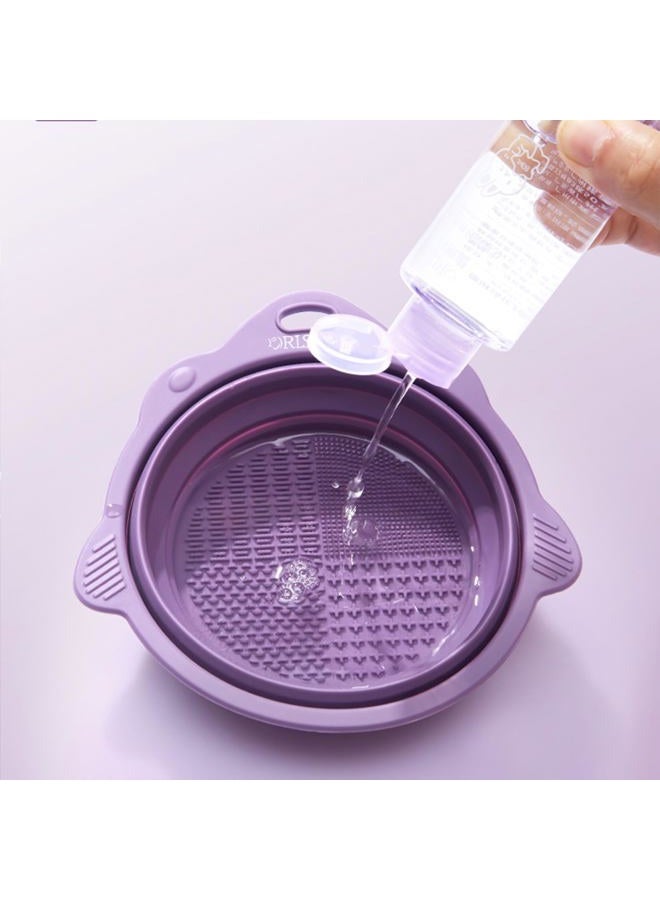 MR LION Makeup Brush Cleaning Mat, Silicone Makeup Cleaning Brush Scrubber Mat Portable Washing Tool Cosmetic Brush Cleaner with Suction Cup for Valentines Day (Purple) - Image 3