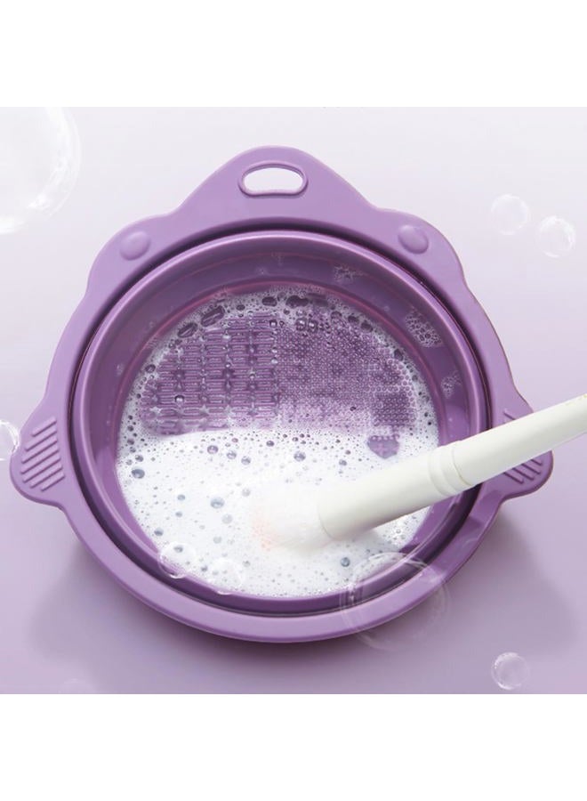 MR LION Makeup Brush Cleaning Mat, Silicone Makeup Cleaning Brush Scrubber Mat Portable Washing Tool Cosmetic Brush Cleaner with Suction Cup for Valentines Day (Purple) - Image 2