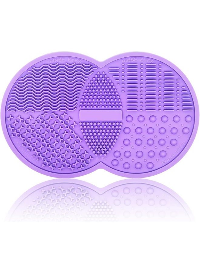 MR LION Makeup Brush Cleaning Mat, Silicone Makeup Cleaning Brush Scrubber Mat Portable Washing Tool Cosmetic Brush Cleaner with Suction Cup for Valentines Day (Purple) - Image 5