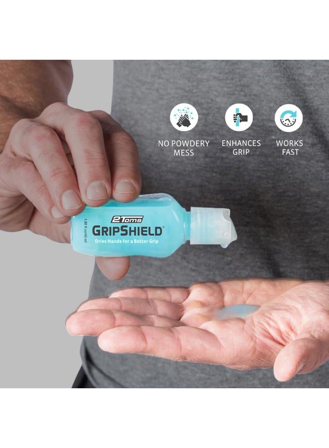 2Toms GripShield, Non-Sticky Grip Enhancer, Dry Grip for Sweaty Hands, Tennis, Pickleball, Golf, Pole Dancing, and Gaming, Combo Pack, 1.5 Ounce Bottle, 6 Single-Use Packets - Image 3