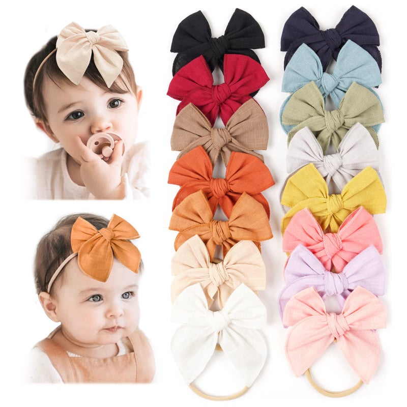 Niceye Baby Girl Bows and Headbands Stretchy Nylon Hairbands Hair Bows for Newborns Infants Toddlers Handmade Baby Hair Accessories for Girls