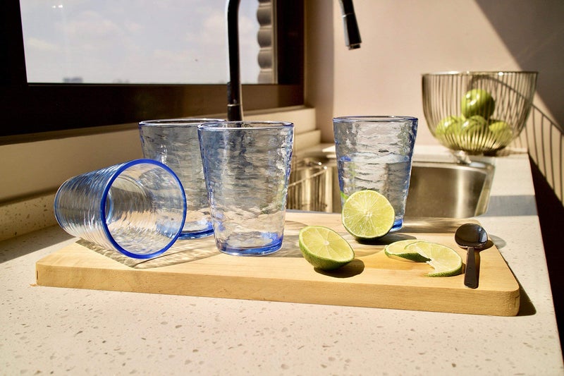 MARCUS HOME KLIFA- RIPPLE- 16 ounce, Set of 6, Acrylic Tumbler Drinking Glasses Cups, BPA-Free, Stackable Plastic Drinkware, Dishwasher Safe, Ocean Blue - Image 4
