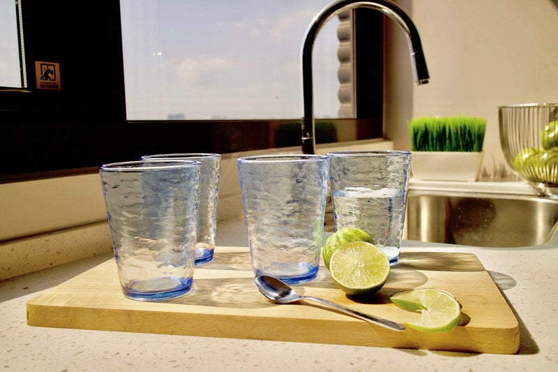 MARCUS HOME KLIFA- RIPPLE- 16 ounce, Set of 6, Acrylic Tumbler Drinking Glasses Cups, BPA-Free, Stackable Plastic Drinkware, Dishwasher Safe, Ocean Blue - Image 5