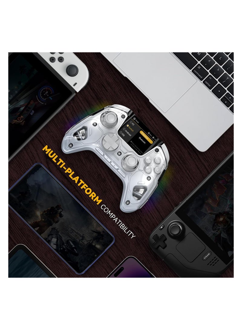 (No Drift) One Wireless Game Controller with Interactive Screen for Windows PC/Switch/iOS/Android/Steam Deck,Hall Effect Stick and Trigger with Charging Dock(White) - Image 5