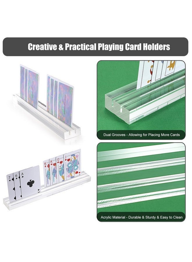 OwnMy Set of 4 Acrylic Playing Card Holders with Dual Grooves, Clear Playing Card Decks Card Stands with 2 Slots, Acrylic Game Card Racks Organizer Accessories for Seniors - Image 4