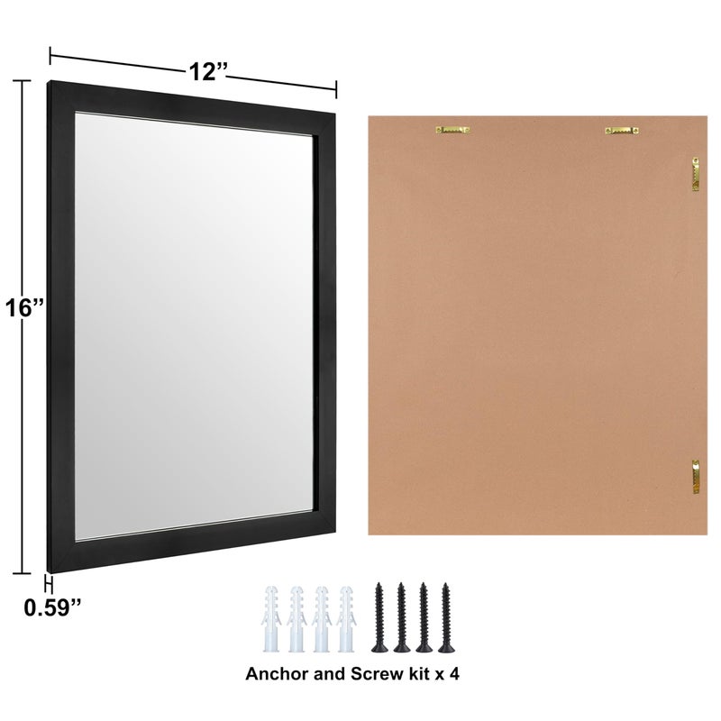 Ruomeng Wall Mirror Rectangle Decorative Mirror 12" x 16" for Entryway, Bedroom, Living Room, Black - Image 5