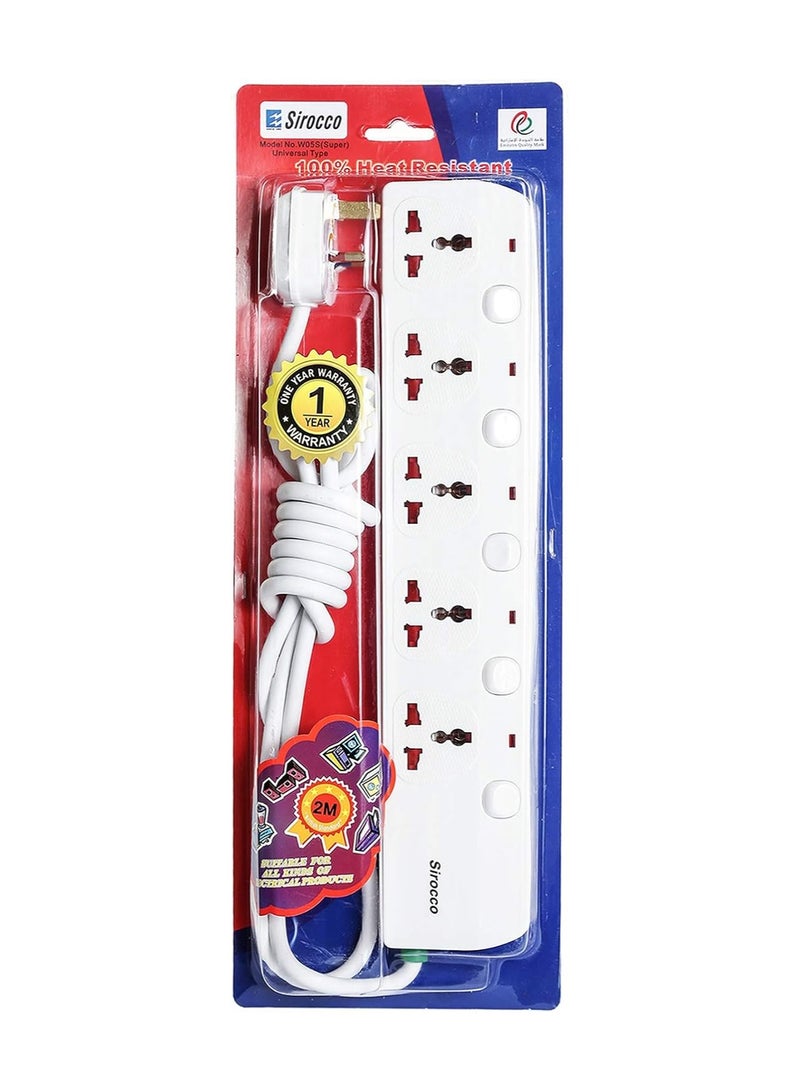 Sirocco 5 Way Power Plug Socket with 2 Meter Cable - Image 1