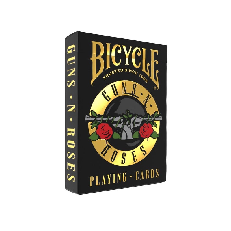 Bicycle Guns N' Roses Playing Cards, Features Iconic Guns N' Roses Band Designs, Black and Gold, 1 Deck - Image 1