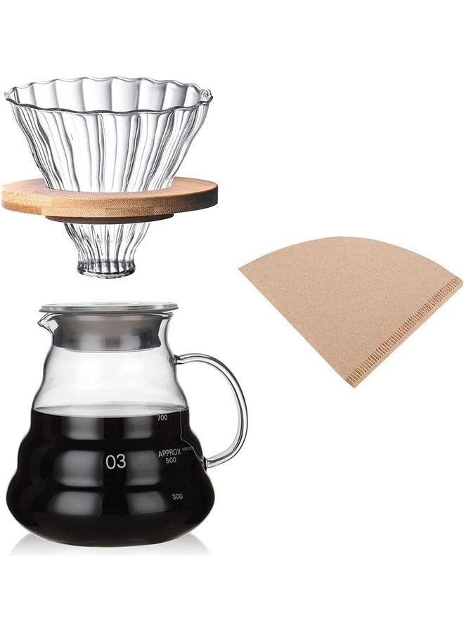 NIBEMINENT Pour Over Coffee Maker Clear 800ml - Image 1