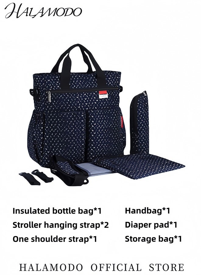 HALAMODO Baby Diaper Bag Set Of Tote, Storage Bag, Cart Strap, Shoulder Strap, Diaper Pad, Insulated Bottle Bag Large Capacity Handbag Crossbody Bag Mummy Bag Multi-Compartments Bag For Boys And Girls  - Image 3