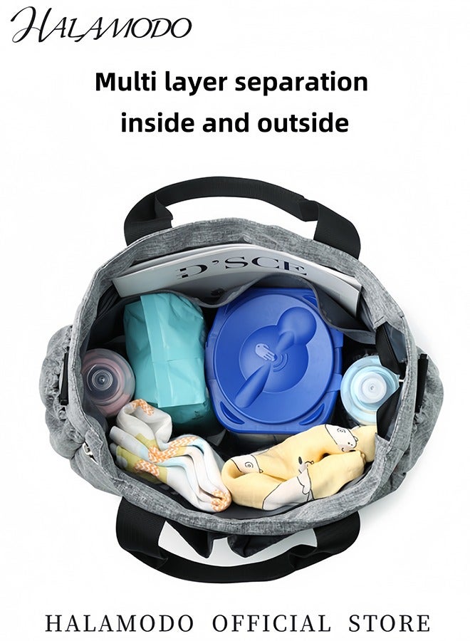 HALAMODO Baby Diaper Bag Set Of Tote, Storage Bag, Cart Strap, Shoulder Strap, Diaper Pad, Insulated Bottle Bag Large Capacity Handbag Crossbody Bag Mummy Bag Multi-Compartments Bag For Boys And Girls  - Image 5