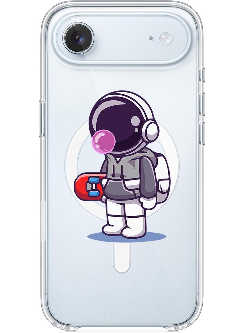 Theodor Magnetic Case for Apple iPhone 17 Air Compatible with MagSafe Wireless Charging, Shockproof Phone Bumper Cover - Astronaut holding skateboard - Image 1