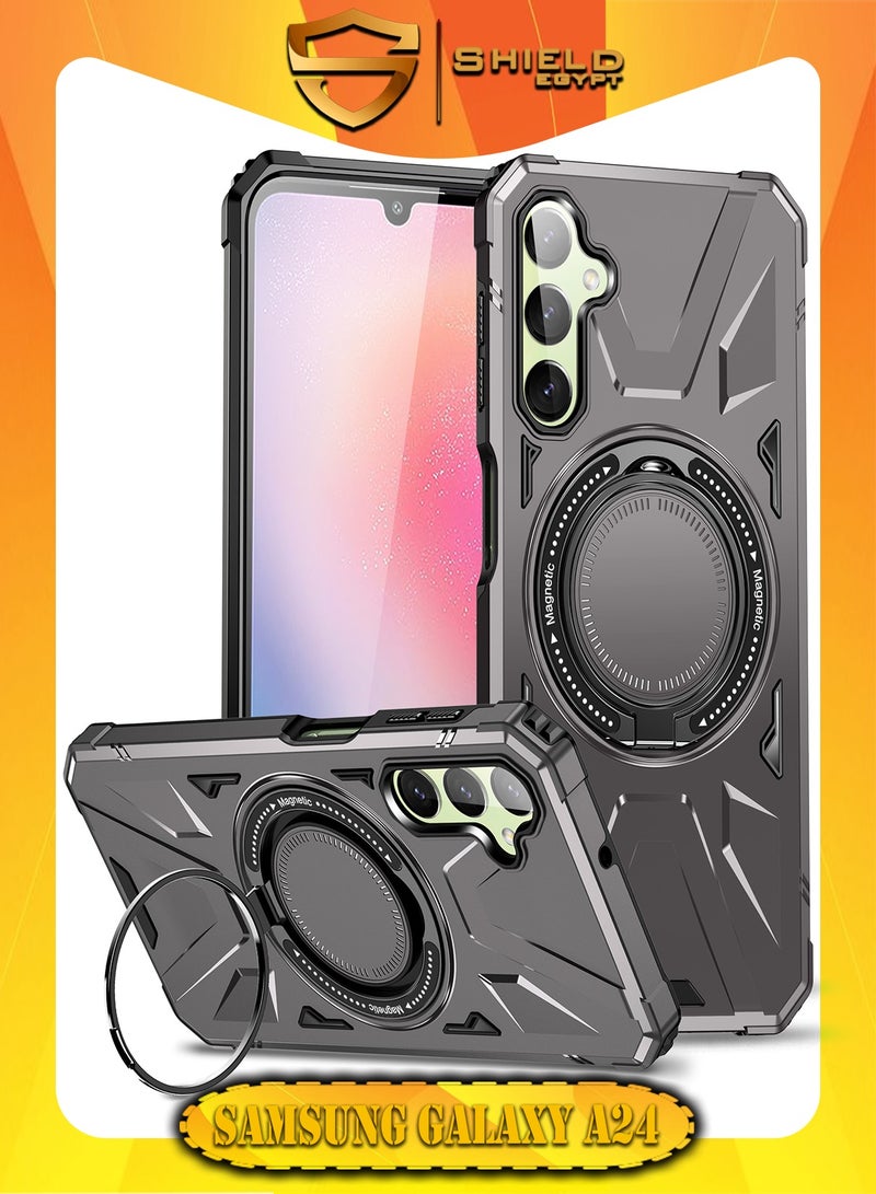 SHIELD EGYPT SHIELD EGYPT For Samsung Galaxy A24 4G/A25 4G/A25 Case Mag-Safe Magnetic Shockproof Phone Case with Ring Holder (Dark Grey) 