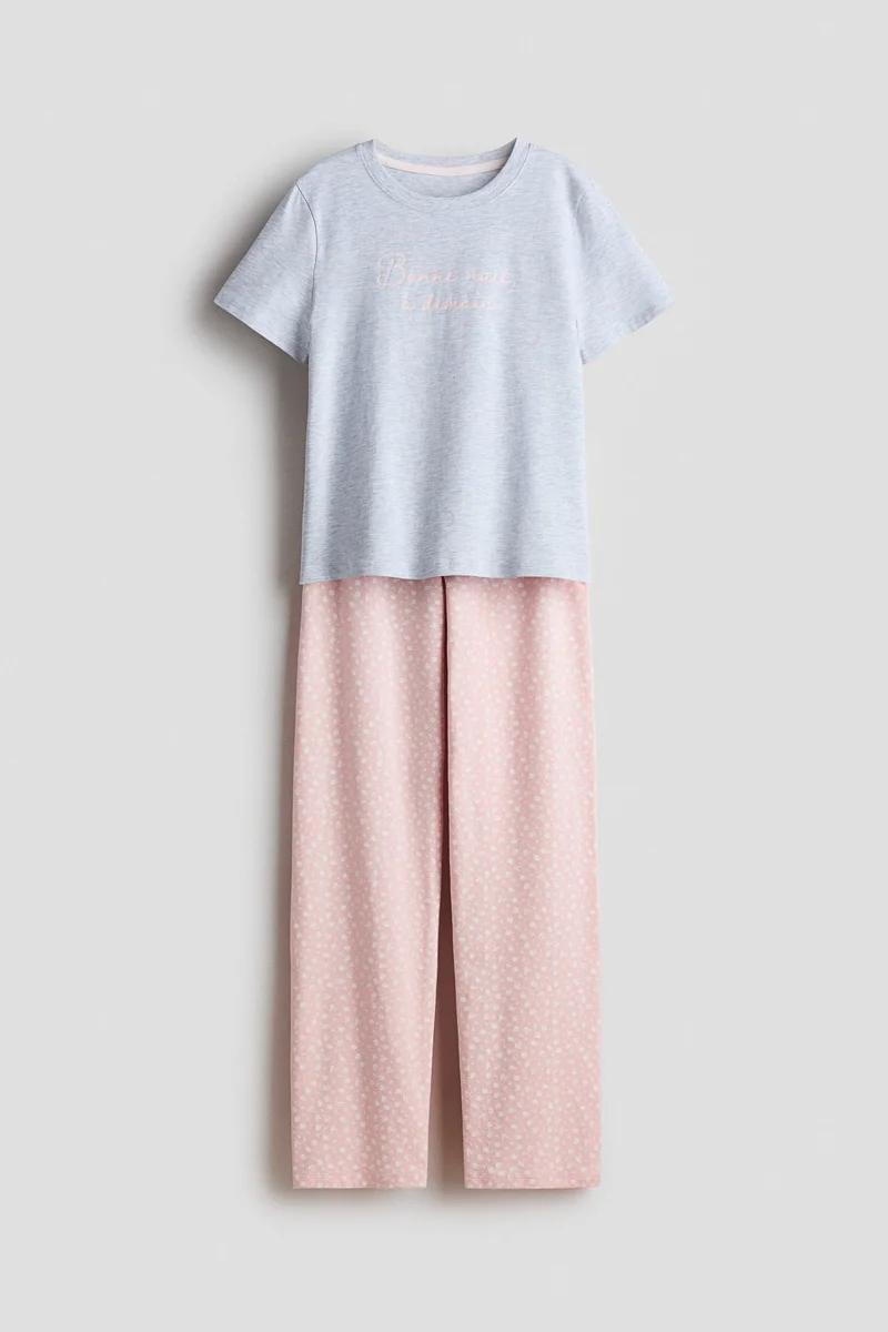 اتش اند ام بيجاما من القطن مزينة بطبعة