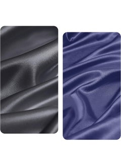 SiinvdaBZX SiinvdaBZX 2 Pcs Satin Bassinet Sheets for Baby Boy, Silky Soft Bassinet Fitted Sheets for Hourglass, Oval & Rectangular Bassinet Mattress (Grey & Navy)  - Image 3