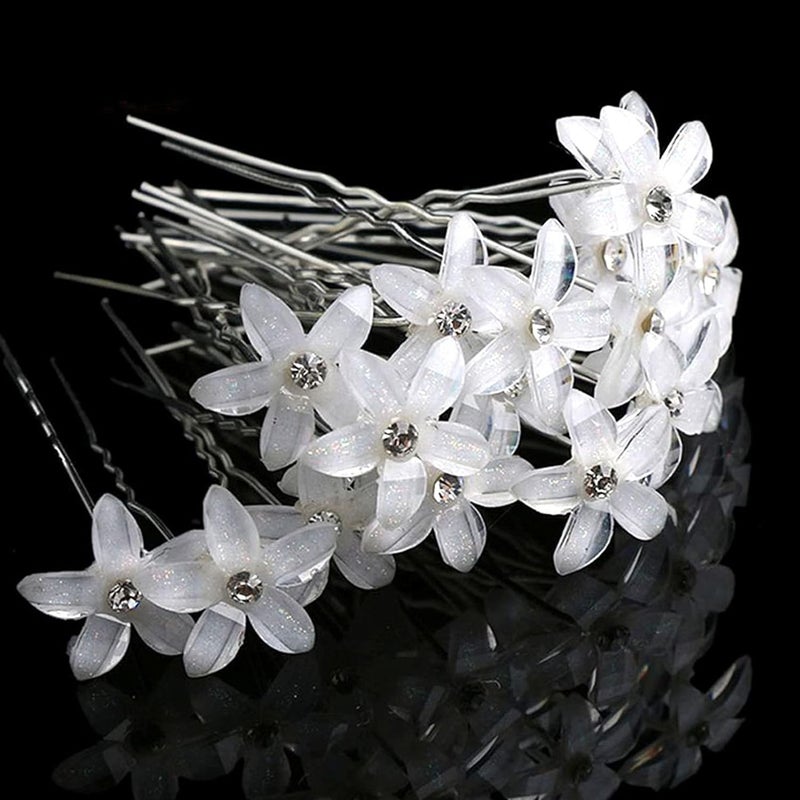 Wedding Hair Pins Pearl Accessory Vintage Boho Flower Barrette Bobby Pins for Evening Prom Party Styling 20PCS Silver with Box