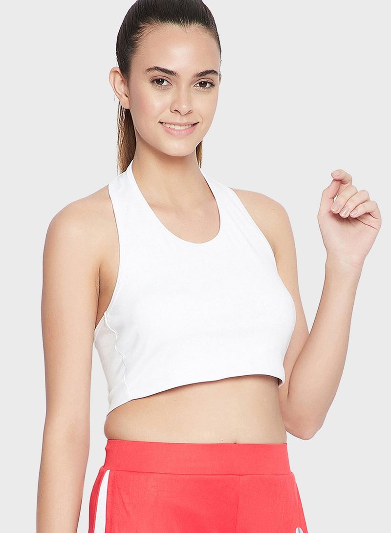 Padded Active Crop Top with Halter Neck