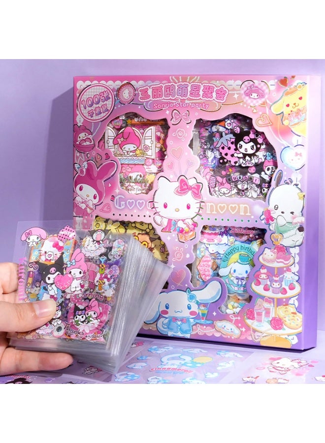 rayihni Anime Girl Stickers - 100 Sheets Sanrio Stickers Kit, Vinyl Cartoon Aesthetic Decorative Sticker Set, Ideal for Scrapbooking, Journaling, Laptops and Room Decoration - Image 1