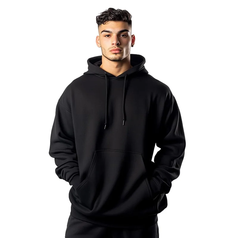 NOBERO Black Oversized Hoodie for Men