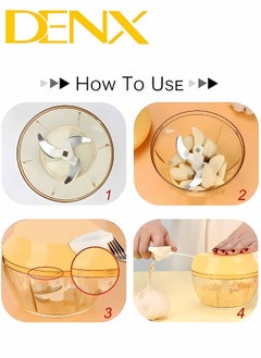 Denx Manual Food Chopper And Cutter With A Pull Cord For Chopping Onions, Garlic, And Vegetables, Multicolour  - Image 4