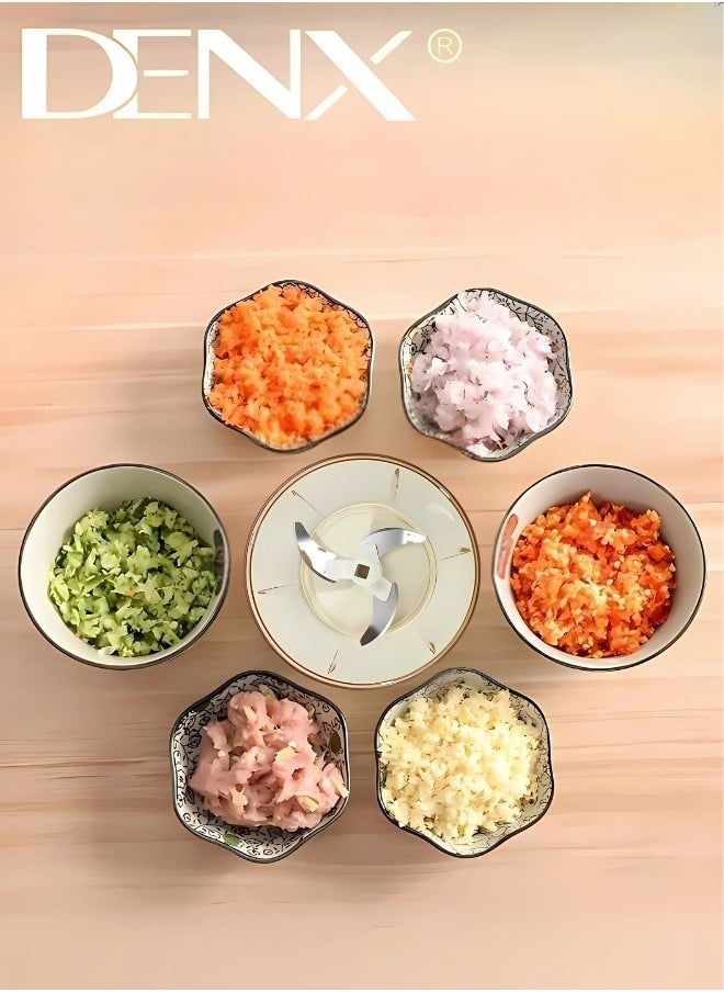 Denx - Manual Food Chopper And Cutter With A Pull Cord For Chopping Onions, Garlic, And Vegetables, Multicolour - Image 1