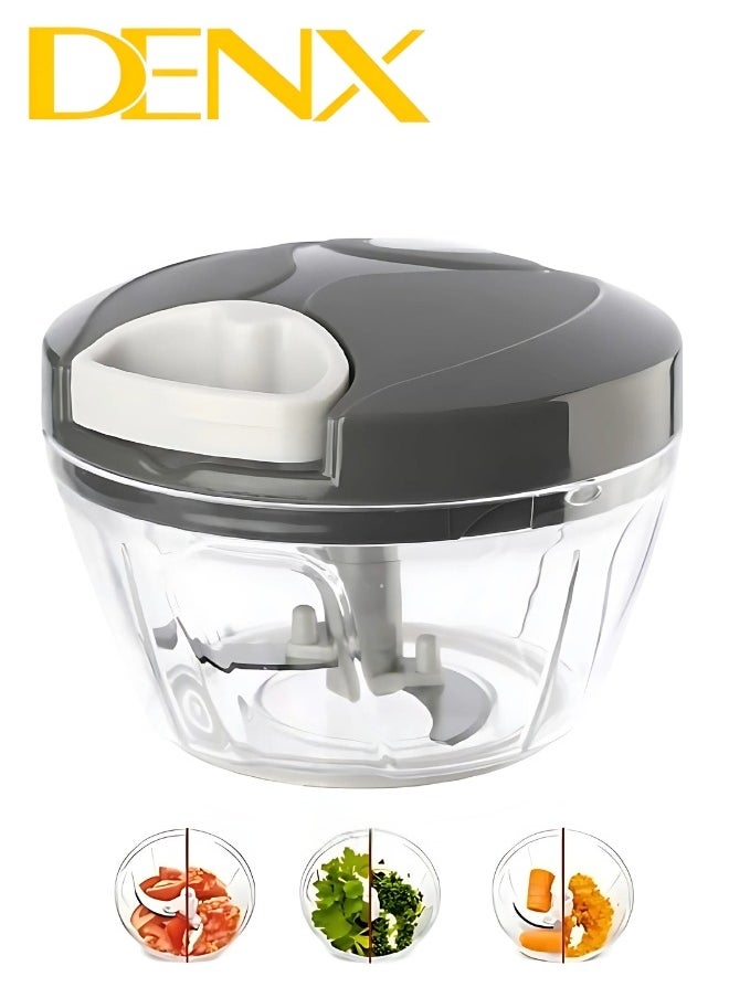 Denx - Manual Food Chopper And Cutter With A Pull Cord For Chopping Onions, Garlic, And Vegetables, Multicolour - Image 1