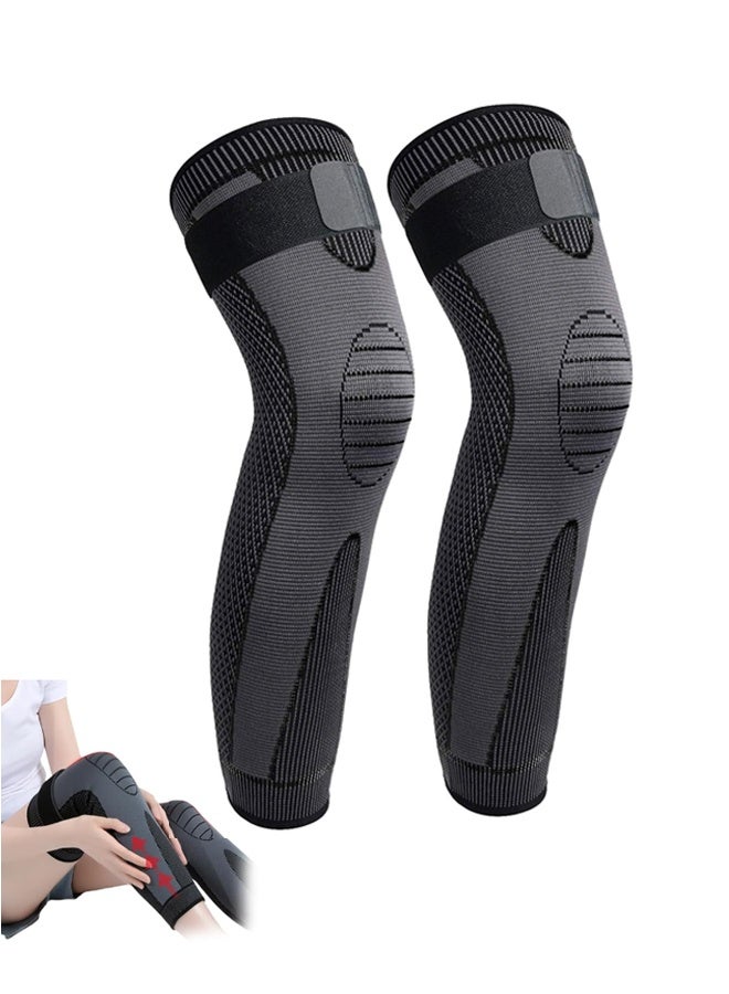 أكمام ضغط طويلة للساقين، أكمام للركبة، لحماية الساق، للرجال والنساء، ولاعبي كرة السلة، ومرضى التهاب المفاصل، ورياضة ركوب الدراجات. - Image 1
