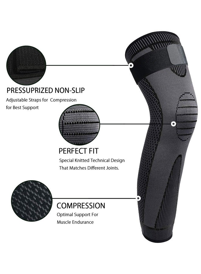 أكمام ضغط طويلة للساقين، أكمام للركبة، لحماية الساق، للرجال والنساء، ولاعبي كرة السلة، ومرضى التهاب المفاصل، ورياضة ركوب الدراجات. - Image 2