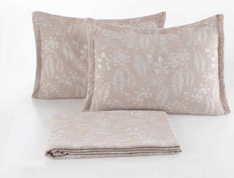 ايلارت Mokka Linen Look Bedspread Pique Set 3 Piece Double Ecru