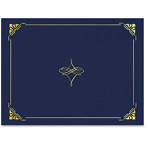 Geographics Navy Certificate Cover, Gold Foil, Linen Texture, 8.75" x 11.25", 5/Pack (47841) - Image 3