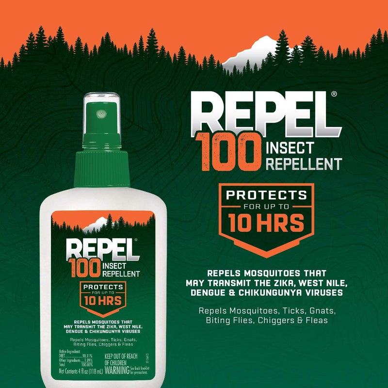 Repel 100 Insect Repellent, 4 Ounces, With DEET, 10-Hour Protection Long-Lasting Insect Repellent Pump Spray Repels Mosquitoes, Ticks, Gnats, Biting Flies, Chiggers And Fleas, 6 Pack - Image 3