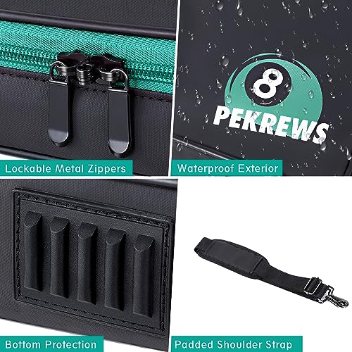 PEKREWS Pool Ball Case, Padded Billiard Carrying Bag Travel Storage Box with Carry Handle and Shoulder Strap, Holder for One Set of 17 Billiards Balls 2-1/4'' and Accessories, Black (Bag Only) - Image 5
