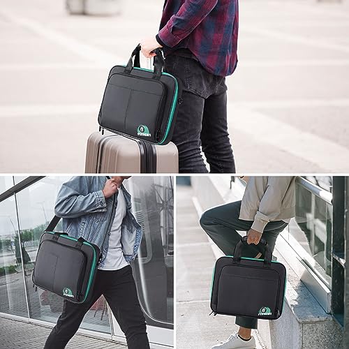 PEKREWS Pool Ball Case, Padded Billiard Carrying Bag Travel Storage Box with Carry Handle and Shoulder Strap, Holder for One Set of 17 Billiards Balls 2-1/4'' and Accessories, Black (Bag Only) - Image 4