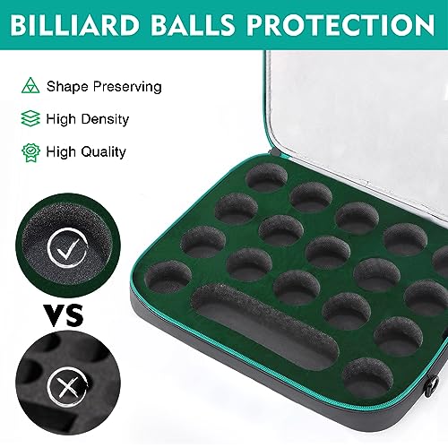PEKREWS Pool Ball Case, Padded Billiard Carrying Bag Travel Storage Box with Carry Handle and Shoulder Strap, Holder for One Set of 17 Billiards Balls 2-1/4'' and Accessories, Black (Bag Only) - Image 2
