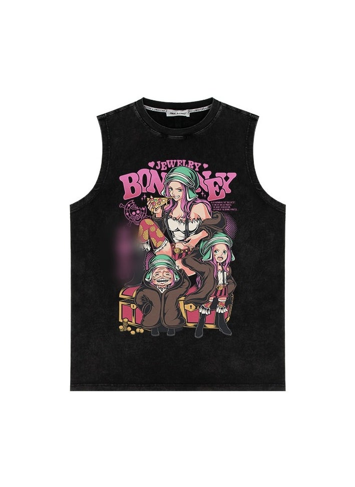 KUYING Summer One Piece Washed And Worn Vintage Vest  - Image 1