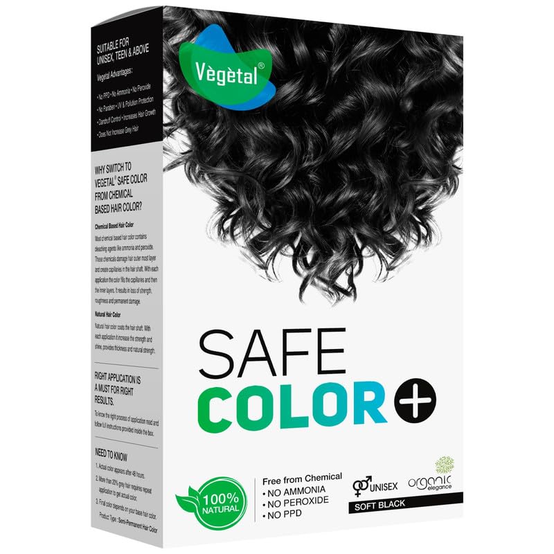 Vegetal Safe Hair Color Soft Black 100gm Pack of 4 Certified Organic Chemical and Allergy Free Bio Natural Hair Color with No Ammonia Formula for Men Women - Image 2