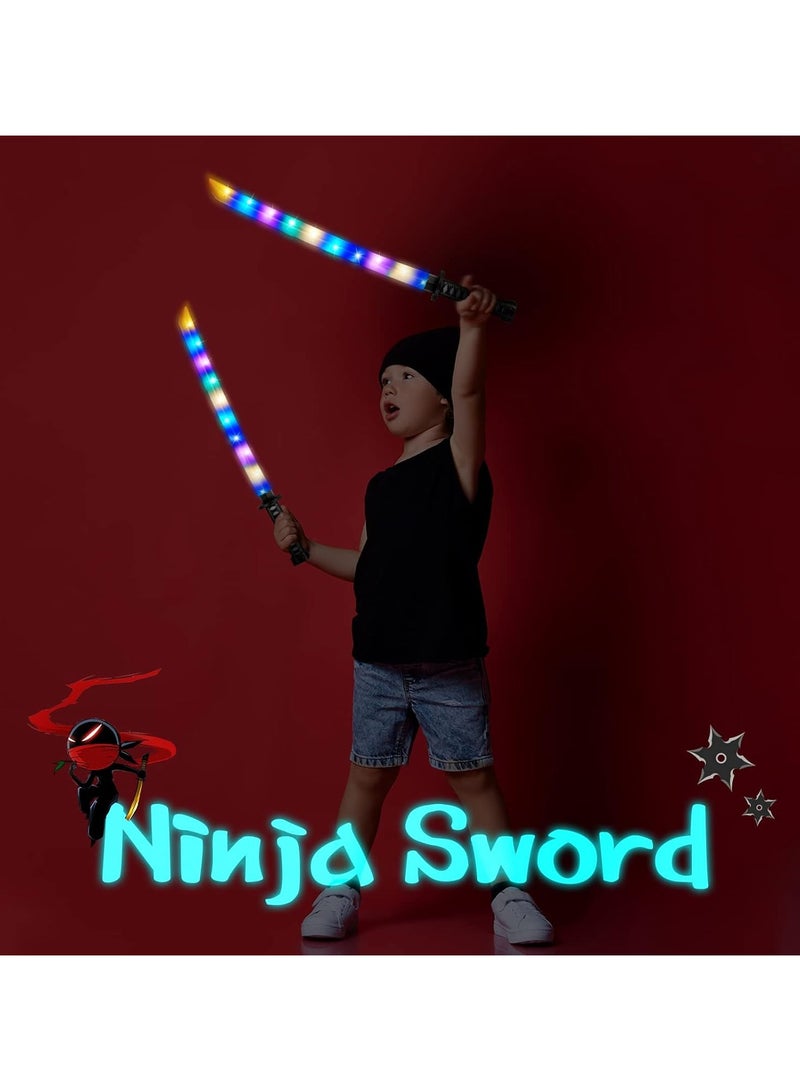 REZZOSS 2-Pack LED Light Up Ninja Swords with Sound FX – Motion Activated Glowing Katana Toys for Kids | Galaxy Space Saber Battle Set for Boys & Girls | Flashing Lights & Clashing Sounds Costume Accessory | Halloween & Birthday Gift | Safe Plastic Dual Swords - Image 4