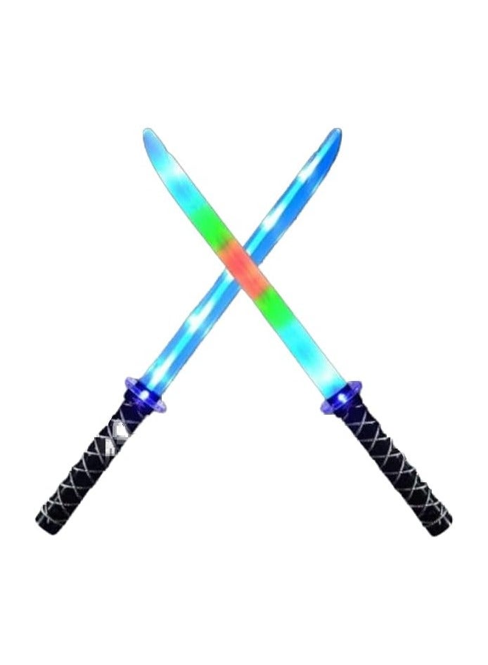 REZZOSS 2-Pack LED Light Up Ninja Swords with Sound FX – Motion Activated Glowing Katana Toys for Kids | Galaxy Space Saber Battle Set for Boys & Girls | Flashing Lights & Clashing Sounds Costume Accessory | Halloween & Birthday Gift | Safe Plastic Dual Swords - Image 1