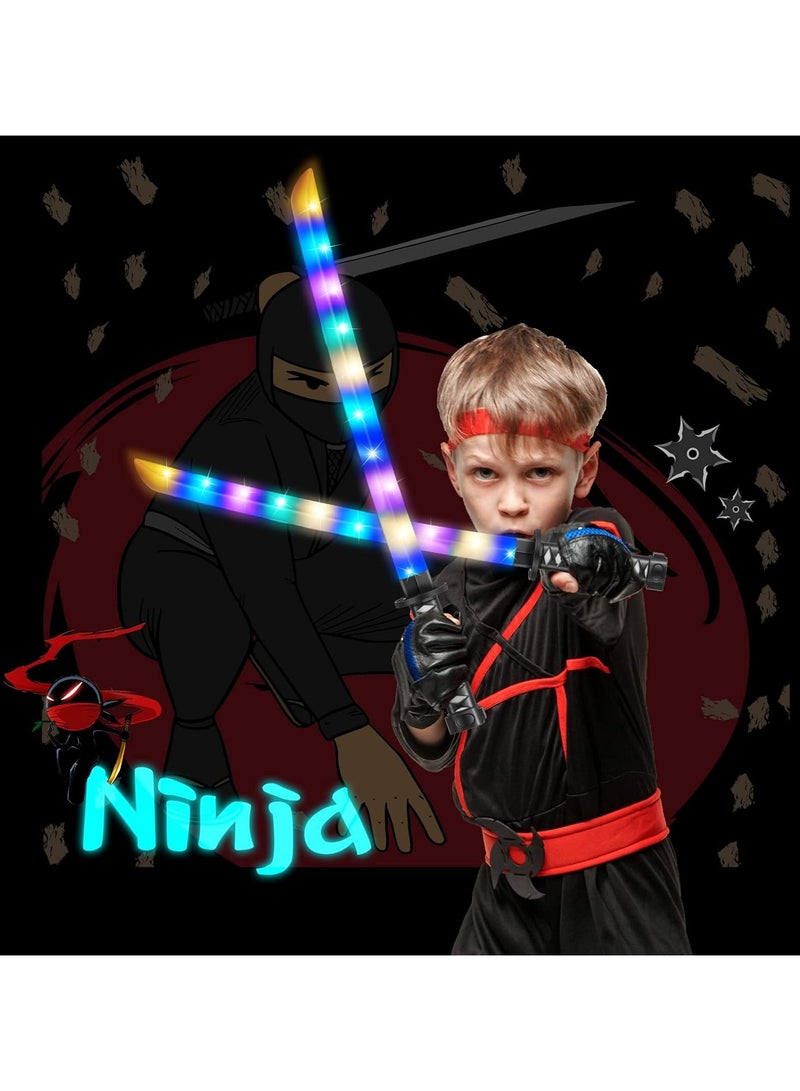 REZZOSS 2-Pack LED Light Up Ninja Swords with Sound FX – Motion Activated Glowing Katana Toys for Kids | Galaxy Space Saber Battle Set for Boys & Girls | Flashing Lights & Clashing Sounds Costume Accessory | Halloween & Birthday Gift | Safe Plastic Dual Swords - Image 3
